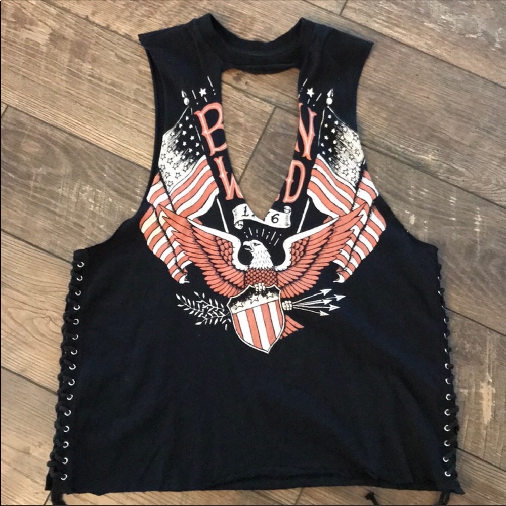 Born Wild Cut Out Lace Up Shirt